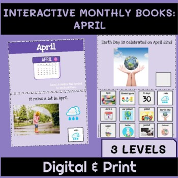 Preview of Adapted Interactive Monthly Books with WH Questions & REALISTIC IMAGE: April