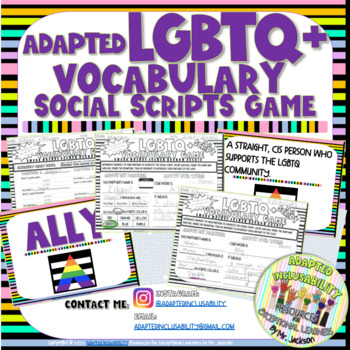 Preview of Adapted LGBTQ Vocabulary Social Scripts Game