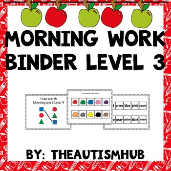 Preview of Adapted Morning Work For Students With Autism K - 1st Grade