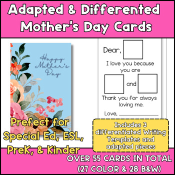 Preview of Adapted Mother's Day Card & Craft for Special Education PreK & Kinder - NO PREP!