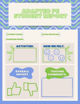 Preview of Adapted PE Parent Report/Weekly Report