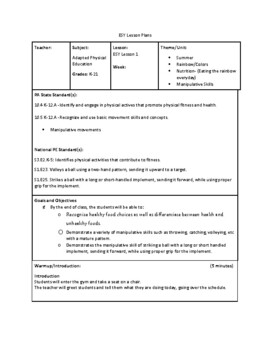 adapted physical education lesson plans middle school