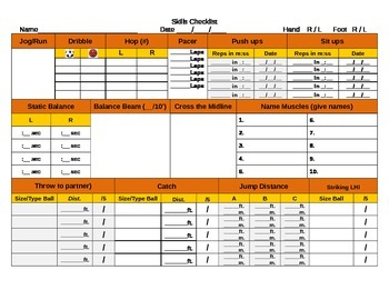 Preview of Adapted Physical Education/Elementary Skills Log