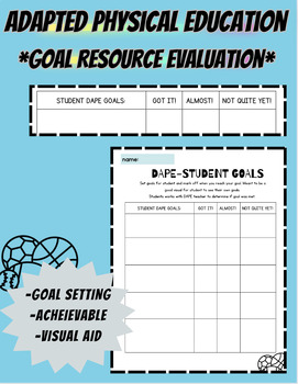 Preview of Adapted Physical Education - Goal Setting Eval Resource!!