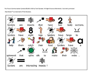 Preview of Adapted Spider reading.