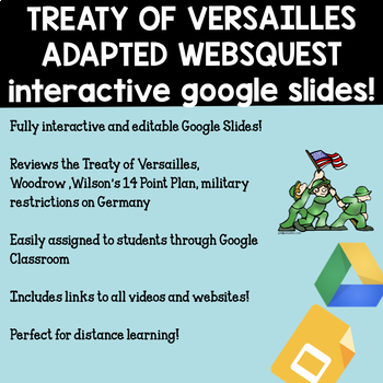 Preview of Adapted Treaty of Versailles Webquest - Distance Learning