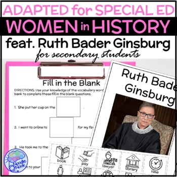 Preview of Adapted Women in History Unit for Special Ed feat. Ruth Bader Ginsburg (RBG)