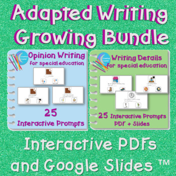 Preview of Adapted Writing Bundle Special Education Autism Interactive PDF Google Slides