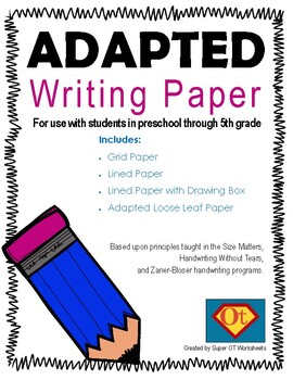 Preview of Adapted Writing Packet for Kindergarten through 5th Grade