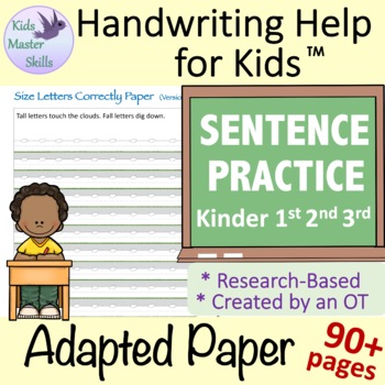 Preview of Adapted Writing Paper - SENTENCE PRACTICE for Handwriting