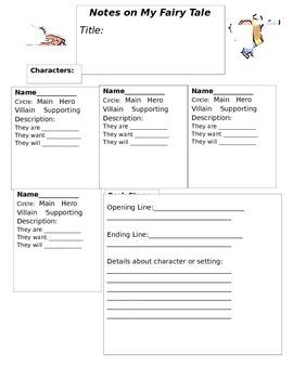 Preview of Adapting Fairy Tale Writing Graphic Organizer