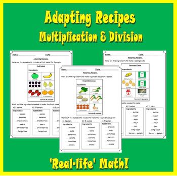 Preview of Math Life Skills - Ratios In Recipes