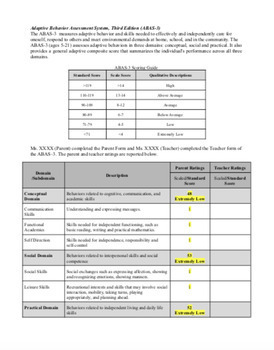 Preview of Adaptive Behavior Assessment System (ABAS-3) Template