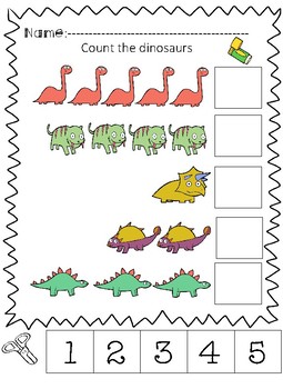 Adaptive OR Print and Go Dinosaur Themed Cut and Paste Counting Book
