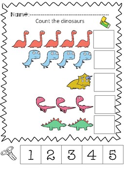 Adaptive OR Print and Go Dinosaur Themed Cut and Paste Counting Book