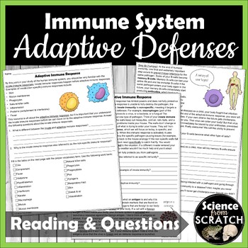 Preview of Adaptive (Specific) Immune Response Reading Activity & Questions