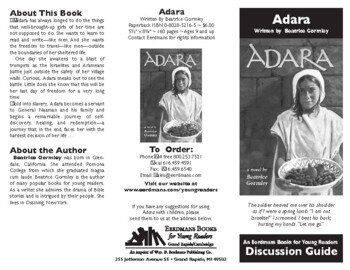 Adara Beatrice Gormley Novel Discussion Guide TPT