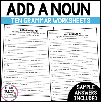 Preview of Add A Noun To The Sentences - Fill in the Blanks Worksheet Pack