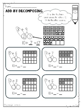 add by decomposing a number math packet by lyndseys