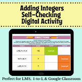 Add Integers Digital Self Checking Activity_6th Grade Math