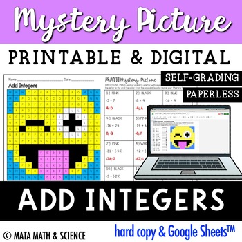 Preview of Add Integers: Math Mystery Picture FREEBIE!