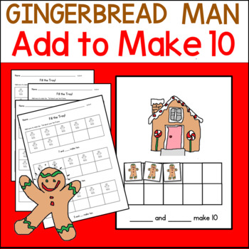 add more to make ten gingerbread theme math workmat and 3 worksheets k oa 4