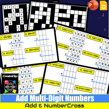 Preview of Add Multi-Digit - NumberCross Puzzle - DIGITAL - GoogleSlides/PowerPoint