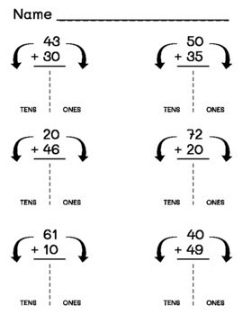 Preview of Add Multiples of 10 to 2-Digit Numbers - Strategy Worksheets!