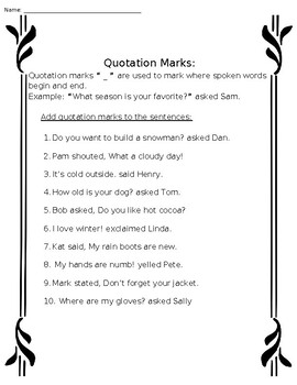 Preview of Add Quotation Marks - Printable Worksheet