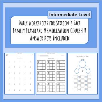 Preview of Add/Sub Math Fact Family 16's Memorization Program (INTERMEDIATE)