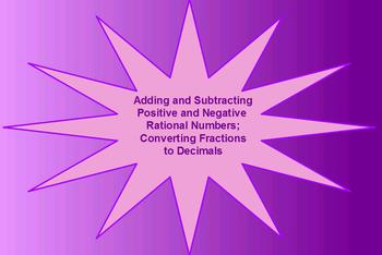 Preview of Add. & Sub. + and - Rational Numbers and Converting Fractions to Decimals