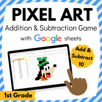 Preview of Add & Subtract 10 to a number Pixel Art │Distance Learning│Math Games