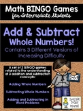 Add & Subtract BINGO Math Game for Intermediate Students -