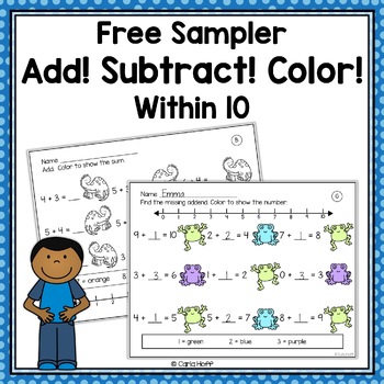 Preview of FREE Addition and  Subtraction to 10 Worksheets