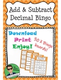 Add & Subtract Decimal Bingo