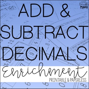 Preview of Add & Subtract Decimals Enrichment Activities - Math Logic Puzzles