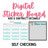 Add & Subtract Decimals - Self Checking Sticker Board