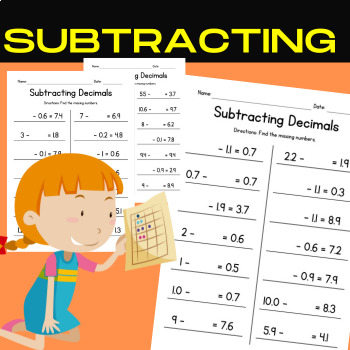 Preview of Add & Subtract Decimals Subtracting Decimals - Missing Numbers