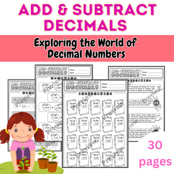 Preview of Adding and Subtracting Decimals Worksheets - On a number line & word problems