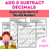 Adding and Subtracting Decimals Worksheets - On a number l