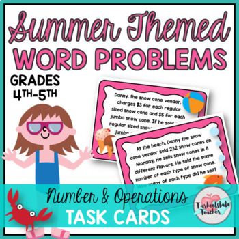 Preview of Add Subtract Divide Multiply Operations Word Problems Task Cards Activities