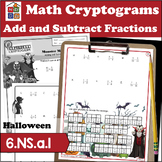 Add & Subtract Fractions Halloween Cryptogram Halloween