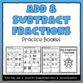 Add & Subtract Fractions Practice Booklet