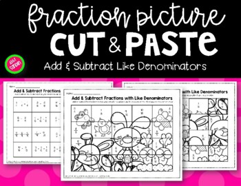 Preview of Add & Subtract Fractions with Like Denominators Mystery Picture (4.NF.B.3)