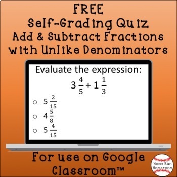 Preview of Add & Subtract Fractions with Unlike Denominators Google Classroom™ {5.NF.1&2}