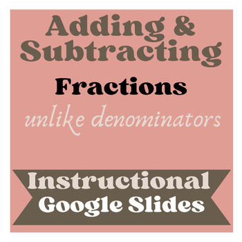 Preview of Add & Subtract Fractions with Unlike Denominators- Instructional Google Slides