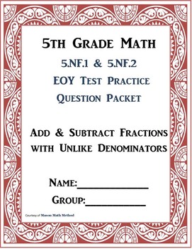 Preview of Add & Subtract Fractions with Unlike Denominators Practice Worksheet Packet