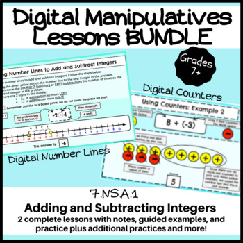 Preview of Add/Subtract Integers Digital Manipulatives Lessons BUNDLE