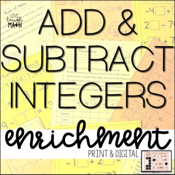 Preview of Add & Subtract Integers Enrichment Challenge Activities & Math Logic Puzzles