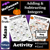 Adding & Subtracting Integers MAZE - Halloween Math - 7th Grade